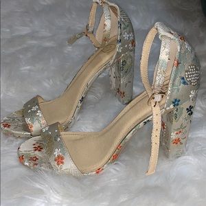 Chunky Floral Heels
